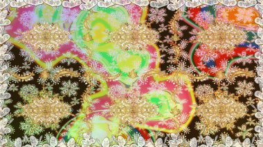 Barok tarzında kusursuz bir doğulu süsü. Tarafsız renklerde ve altın elementlerle geleneksel klasik altın raster deseni.