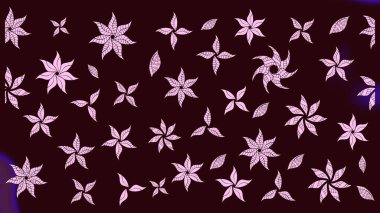 Çiçekli karalama şeklinde Raster çiçek deseni. Kahverengi renkte yaz çiçekleri. Raster illüstrasyonu.