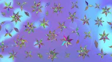 Raster deseni. Bahar çiçekleri dallı desen, mor renkler çiçekli siluet.