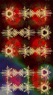 Kar tanesi renkli desen. Raster kar taneleri arka plan. Snowflakes desen. Raster resim. Renk arka plan üzerinde izole soyut kar taneleri ile düz tasarım.