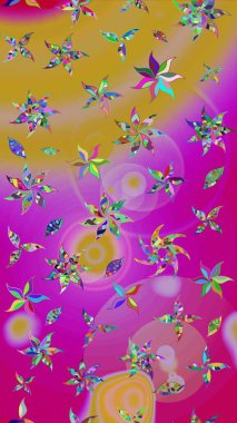 Mor renkte çiçekler. Renkli Bahar Teması eskiz kalıbı. Raster illüstrasyonundaki çiçek desenli çizim. Düz Çiçek Elementleri Tasarımı.