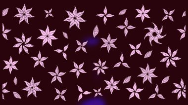 Raster Floral Illustration, Asyalı tekstil. Kahverengi renkli etnik çiçeklerle zarif bir eskiz deseni..