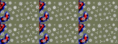 Vadinin yeşil renkli çiçekleri. Çiçeksel çizim kalıbının çizimi.