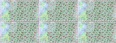 Tarafsız, gri ve yeşil renkler üzerine bir resim. Raster Kelebekleri deseni. Güzel bir kumaş tasarımı. Soyut, kusursuz arkaplan.