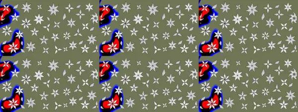 Parlak çiçekli kolaj çiçekleri yeşildir. Çiçekli zambakların eskiz geçmişi. Çiçek tasarımı için inanılmaz kolaj cennet tarzı..