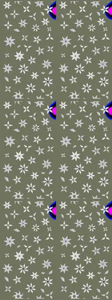 Küçük çiçekteki sevimli çiçek deseni. Raster deseni. Yumuşak, yeşil renkli yaz çiçekleri. Raster illüstrasyonu.