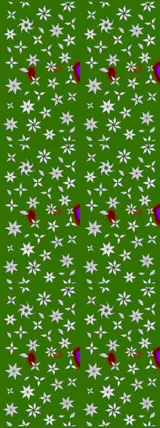 Yeşil renkli bitkilerden oluşan parlak çiçekli çizim deseni.