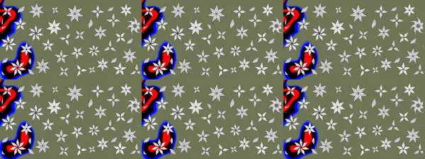 Vadinin yeşil renkli çiçekleri. Çiçeksel çizim kalıbının çizimi.