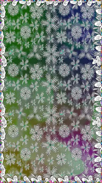 Asya tekstil tarzında. Gri renkli çiçekler. Kusursuz çiçek deseni. Raster illüstrasyonu. Raster illüstrasyonu.