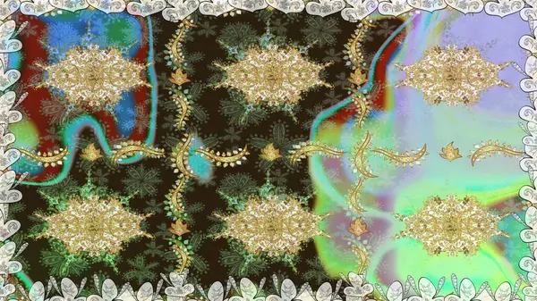 Altın elementlerle nötr renklerde altın desen. Kusursuz altın desen. Raster doğulu süsü.