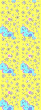 Suluboya çizimi. Çiçekli eskiz deseni. El çizimi. Sarı renkte çiçekler.