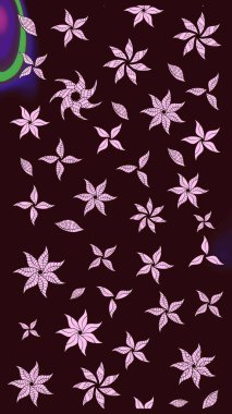 Renkli Bahar Teması eskiz kalıbı. Raster illüstrasyonundaki çiçek desenli çizim. Düz Çiçek Elementleri Tasarımı. Kahverengi renkte çiçekler.