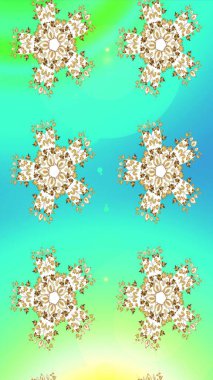 Kar tanesi süsleme deseni. Raster illüstrasyonu. Arkaplanda soyut kar taneleri olan düz tasarım. Kar taneleri arka planda. Kar taneleri deseni.