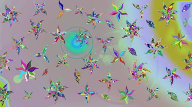 Tarafsız renklerde çiçekler. Hediye ambalaj kağıdı, tebrik kartları, posterler ve pankart tasarımı. Raster düz çiçek çizim deseni.