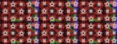 Bokeh kahverengisi, kırmızı, nötr ve kar taneleri olan dekoratif Noel arkaplanı. Raster illüstrasyonu.