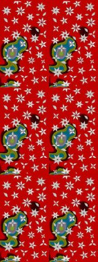 Düz Çiçek Elementleri Tasarımı. Renkli Yaz Temalı eskiz kalıbı. Raster Illustrasyon 'daki Çiçek Deseni' nin son moda çizimi. Güzel kumaş deseni.