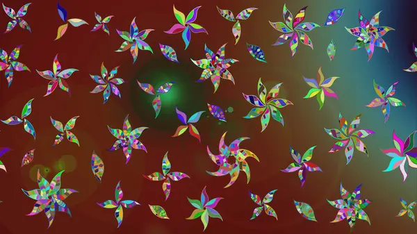 Raster illüstrasyonu. Raster illüstrasyonu. Kahverengi renkli çiçekler. Asya tekstil tarzında. Çiçek desenini çiz.