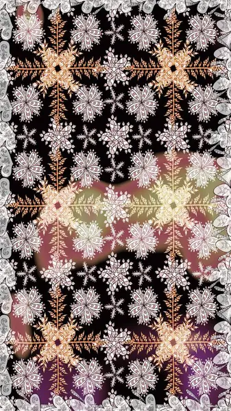 Şirin çiçek elementleri. Raster illüstrasyonu. Kusursuz. Siyah renkte çiçekler.