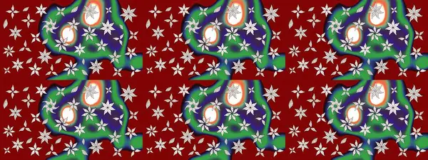 Raster illüstrasyonundaki çiçek desenli çizim. Suluboya tarzında kırmızı renkte çiçekler.