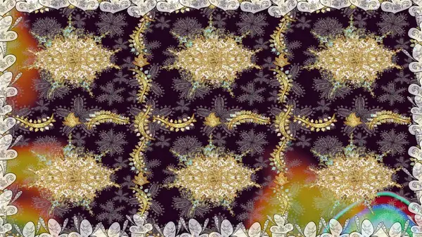 Raster altın desen. Kusursuz kıvırcık saçlar. Doğulu stil, altın elementlerle kahverengi renklerde altın desenli arabesk yapar..