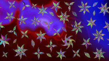 Kahverengi renklerde bahar çiçekleri. Raster illüstrasyonu. Raster çiçekleri klasik tarzda çizilmiş. Çiçekli yumuşak çizim deseni.