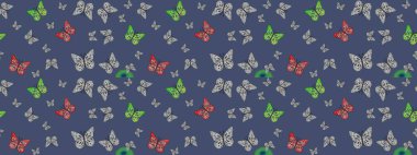 Elle çizilmiş sevimli kız çizimi. Sonsuz. Çizim, karalama, karalama. Tekrarlanan kelebekler. Raster illüstrasyonu.