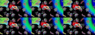 Parlak bir arka plan sorunsuz desen çiçek fantezi tasarım. Düz Çiçek Elemanları Tasarım. Renkli Bahar Teması kesintisiz desen Arka Plan.