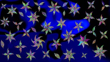 Moda baskıları için zarif bir şablon. Çiçekli bahar çiçekleri. Robot resim. Küçük renkli çiçekler. Küçük çiçekte güzel bir desen. Motley illüstrasyonu.