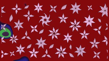 Hediye ambalaj kağıdı, tebrik kartları, posterler ve pankart tasarımı. Raster düz çiçek çizim deseni. Kırmızı renkte çiçekler.