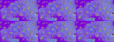 Raster illüstrasyonu. Düz Çiçek Elementleri Tasarımı. Menekşe renginde zarif çiçek buketi suluboya. Renkli Bahar Teması çizim şablonu.