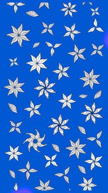 Mavi renkli çiçekler. Raster illüstrasyonunda çiçek deseni çizimi.