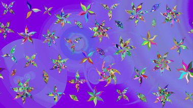 Mor renkli bitkilerden oluşan parlak çiçekli çizim deseni.