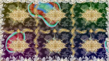 Gri renkli desen. Raster Golden Mehndi kusursuz desen. Kına dövmeli süs çiçekleri, altın çıkartmalar, mehndi ve yoga tasarımı, kartlar ve parmak izleri..