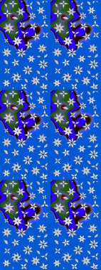 Mavi renkli çiçekler. Raster düz çiçek çizim deseni. Tasarım hediye paketi, tebrik kartları, posterler ve afiş tasarımı.