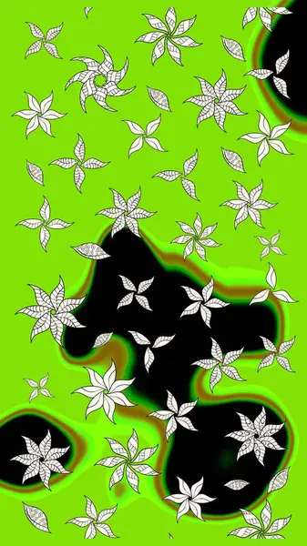 Çiçekli karalama şeklinde Raster çiçek deseni. Yeşil renkli çiçekler. Nazik, narin çiçek arkaplanı.