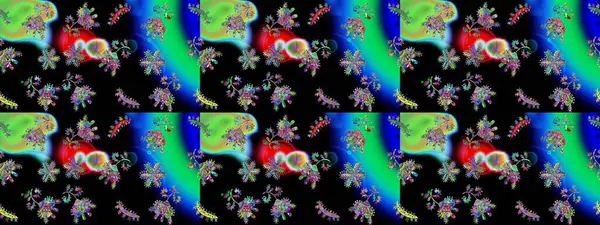 Parlak bir arka plan sorunsuz desen çiçek fantezi tasarım. Düz Çiçek Elemanları Tasarım. Renkli Bahar Teması kesintisiz desen Arka Plan.
