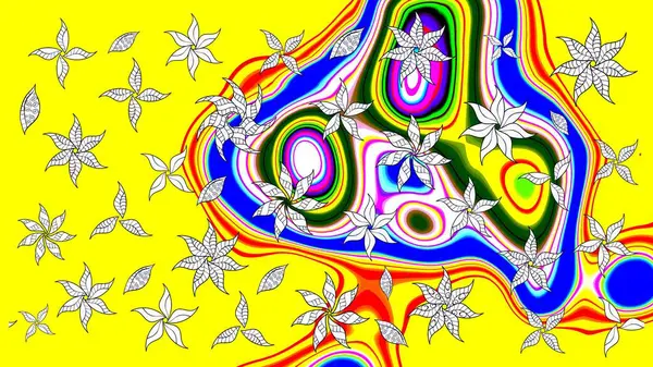 Çiçekli karalama şeklinde Raster çiçek deseni. Sarı renkli çiçekler. Yumuşak, bahar çiçekli arka plan.