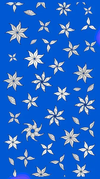 Mavi renkli çiçekler. Raster illüstrasyonunda çiçek deseni çizimi.