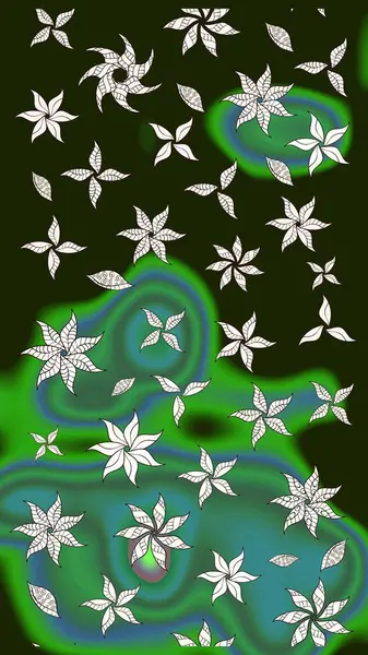 Renkli Bahar Teması eskiz kalıbı. Asya tekstil tarzında. Düz Çiçek Elementleri Tasarımı. Raster illüstrasyonu. Çiçek desenli çizim. Güzel kumaş deseni.