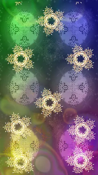 Güzel kar tanesi. Renkli arka planda izole tatlı kar taneleri. Raster illüstrasyonu. Soyut kış yeşili, nötr ve mavi süs. Yuvarlak raster kar tanesi.