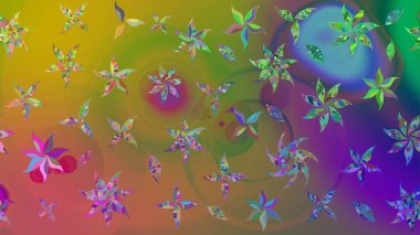 Raster illüstrasyonu. Yeşil kıvırcık çiçekler yeşil renkte şekillenir. Klasik çiçek tasarım elementleri.