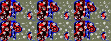 Raster düz çiçek çizim deseni. Hediye ambalaj kağıdı, tebrik kartları, posterler ve pankart tasarımı. Yeşil renkte çiçekler.