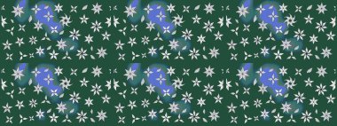 Arkaplan dokusu, duvar kağıdı, yeşil renkli çiçek teması. Soyut etnik raster çizim kalıbı. Kabile sanatı boho baskısı, klasik çiçek arkaplanı.