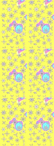 Sarı renkli çiçekler. Raster illüstrasyonunda çiçek deseni çizimi.