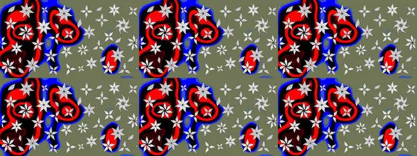 Raster düz çiçek çizim deseni. Hediye ambalaj kağıdı, tebrik kartları, posterler ve pankart tasarımı. Yeşil renkte çiçekler.