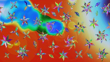 Robot resim. Küçük renkli çiçekler. Çiçekli bahar çiçekleri. Küçük çiçekte güzel bir desen. Motley illüstrasyonu. Moda baskıları için zarif bir şablon.