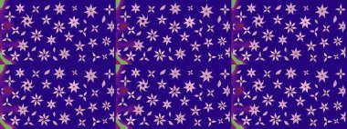 Raster illüstrasyonu. Robot resim tarzı mavi renkler. El yapımı çiçek ve bitki koleksiyonu. Şirin karalamalı çiçek desenli çizim. Raster illüstrasyonu.