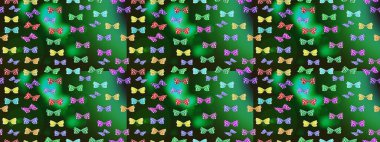 Raster geleneksel halk güzel dekoru yeşil arka planda giyim tasarımı için. Sevimli moda kelebekler.