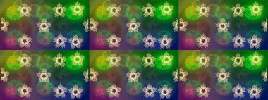 Kış kartı Mutlu Noeller, Yeni Yıl ve Mutlu Tatil Raster çizimleri. Kar taneleri arka planda. Yeşil, mavi ve kahverengi kar taneli Noel kartı yeşil, mavi ve kahverengi.