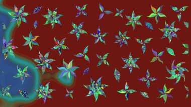 Raster illüstrasyonu. Küçük çiçekteki sevimli çiçek deseni. Kırmızı renkte çiçekler.